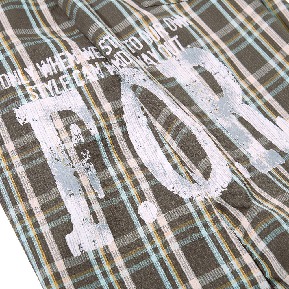 Plaid Wide-Leg Parachute Pants – Oversized Draped Fit with Drawstring Hem