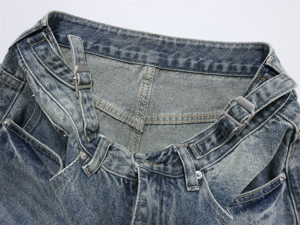 Men's Relaxed Fit Jeans with Floral Graffiti Print – Wide Leg Straight Denim