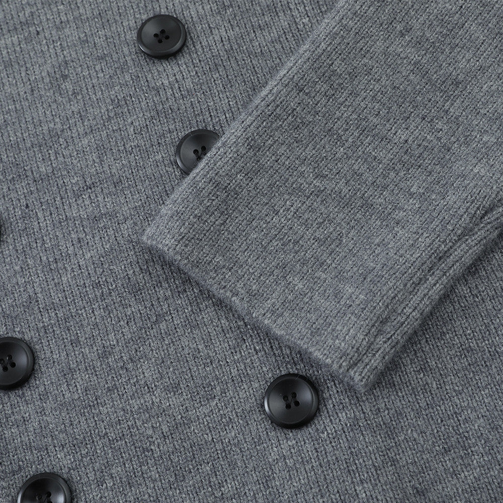 Double-Breasted V-Neck Knit Cardigan – Men's Relaxed Fit Sweater Jacket