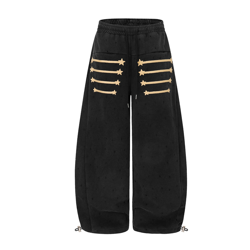 Wide-Leg Star & Stripe Sweatpants – Baggy Washed Fleece Pants