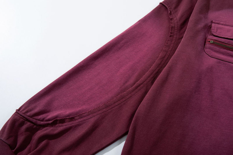 Sweat-shirt oversize à manches longues et poches cargo – Style américain vintage délavé