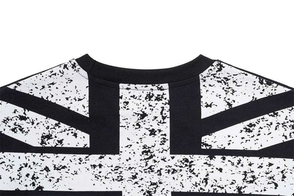 Men's Designer T-Shirt Faux-Layered Long Sleeve Union Jack Graphic Tee