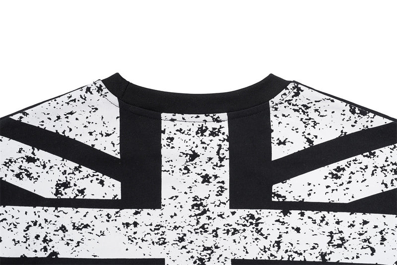 Men's Designer T-Shirt Faux-Layered Long Sleeve Union Jack Graphic Tee
