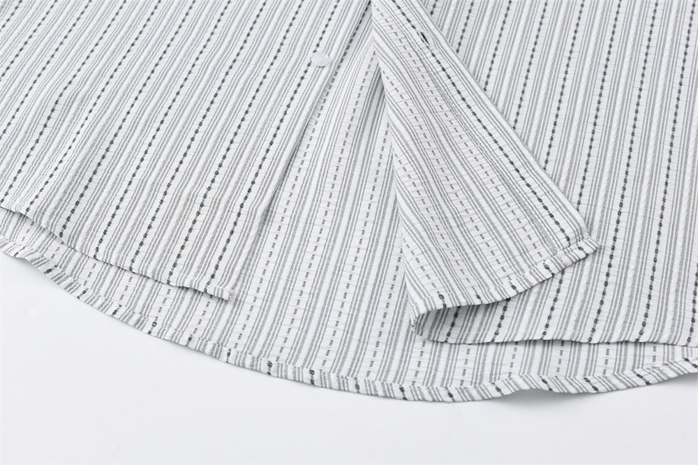 Blue Striped Long Sleeve Shirt Men – Oversized Relaxed Fit Button-Up