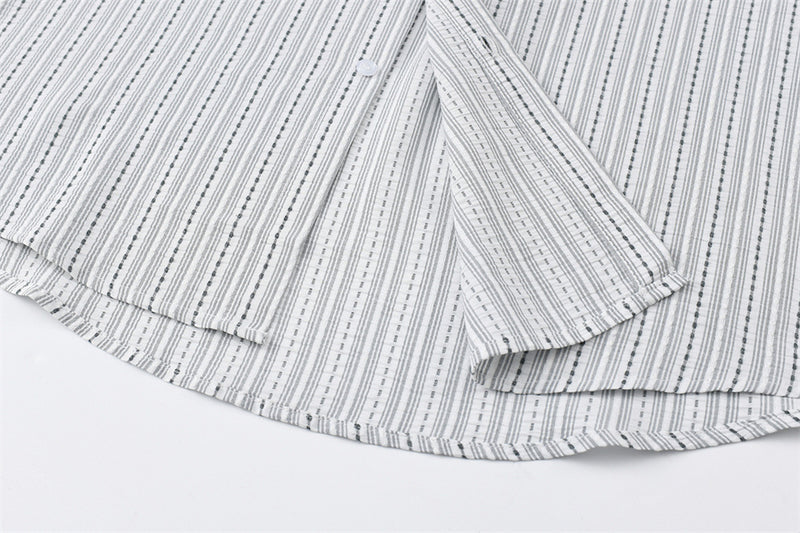 Blue Striped Long Sleeve Shirt Men – Oversized Relaxed Fit Button-Up