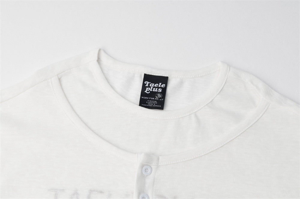 T-shirt homme oversize à manches longues – Imprimé script hip-hop, blanc