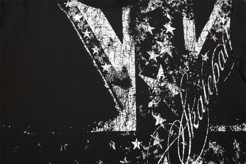 Men's Black Long Sleeve Graphic Tee – Distressed Union Jack Print