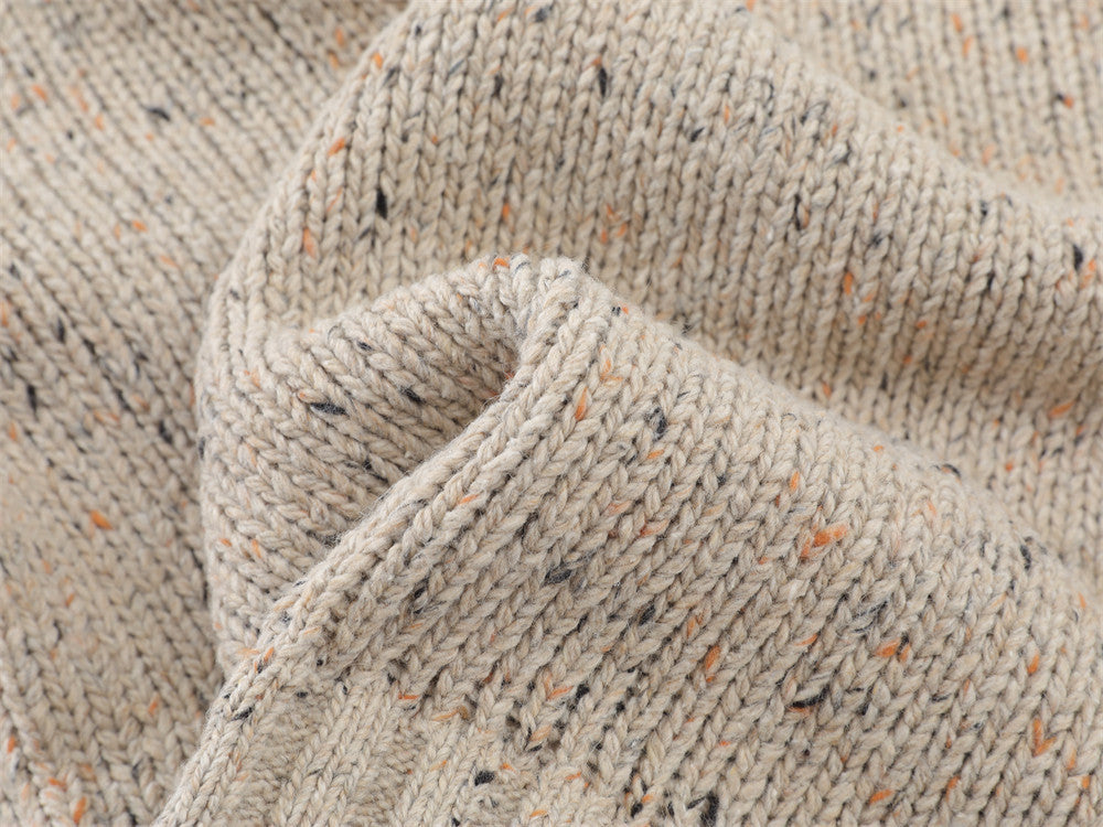 Cardigan en maille à col montant – Pull homme coupe décontractée avec fermeture à boucles en cuir