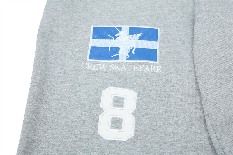 Wide-Leg Sweatpants with Pegasus Embroidery & Crew Skatepark Graphic
