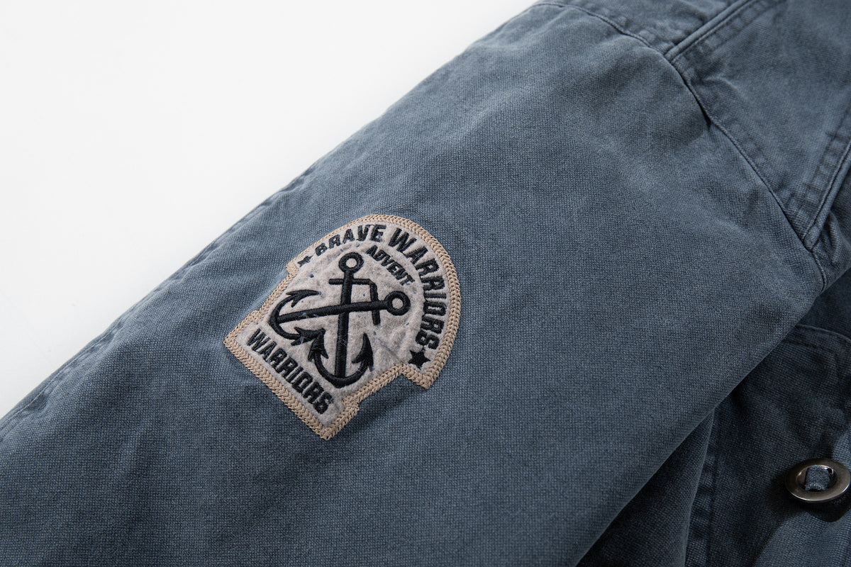 Men's Vintage Washed Bomber Jacket – Padded American Flight Jacket in Blue