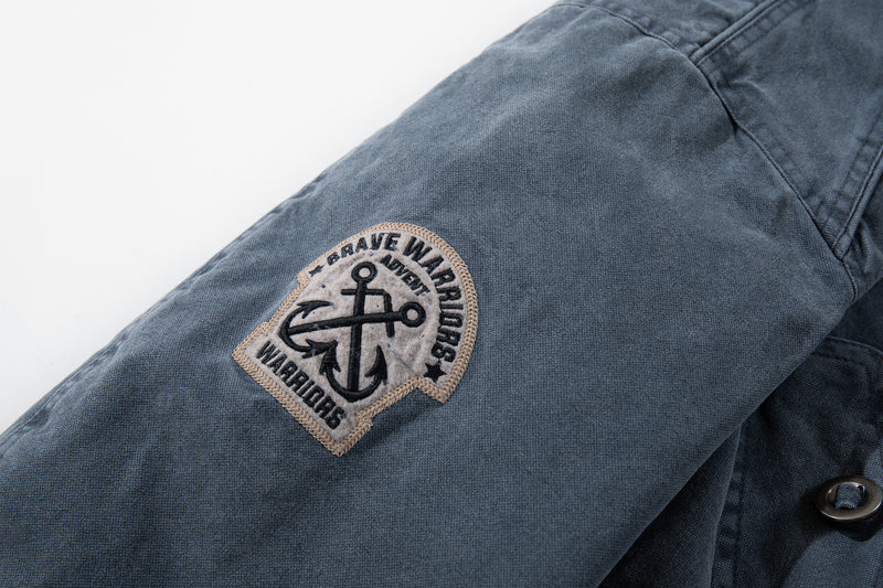 Men's Vintage Washed Bomber Jacket – Padded American Flight Jacket in Blue