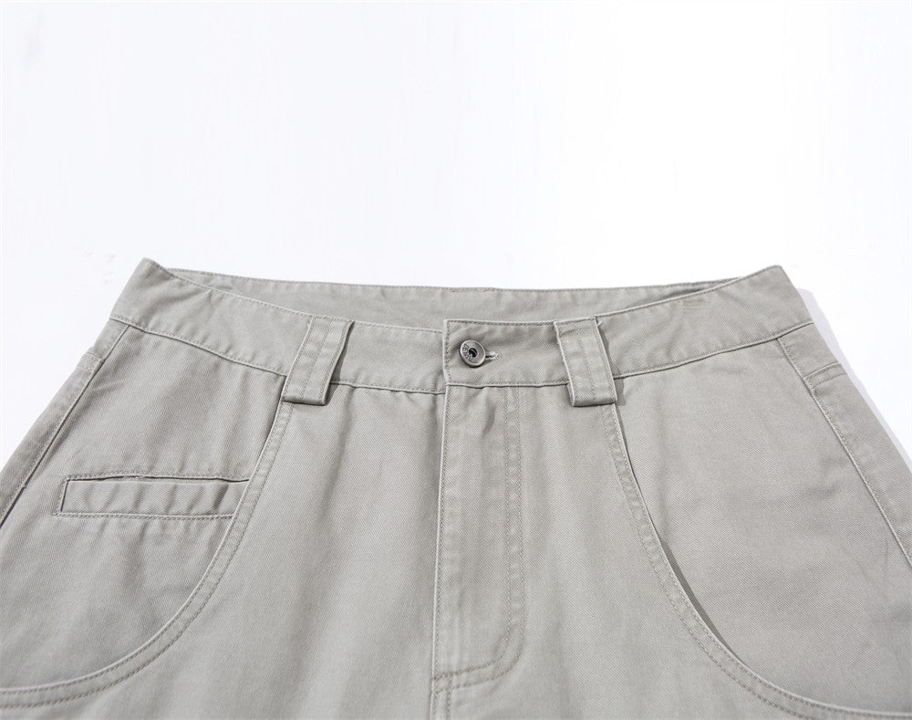 Men's Wide-Leg Workwear Trousers – Relaxed Straight-Cut Pants with Patch Pockets