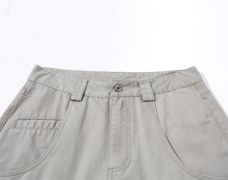 Men's Wide-Leg Workwear Trousers – Relaxed Straight-Cut Pants with Patch Pockets