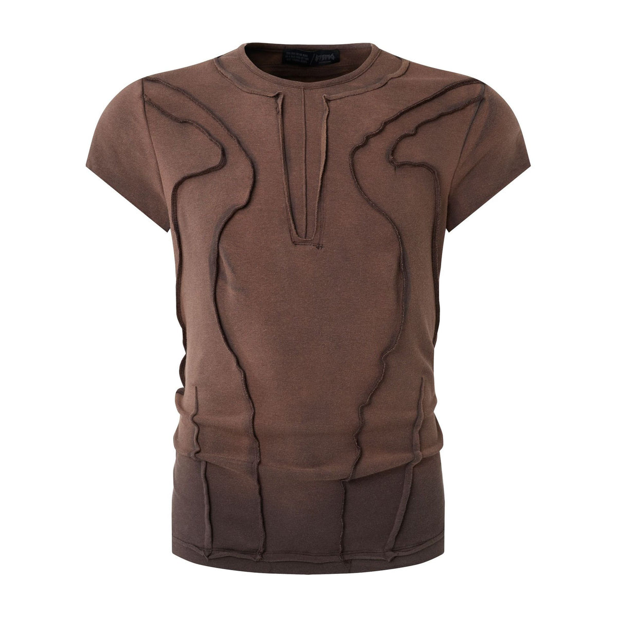 T-shirt manches courtes déconstruit à coutures 3D en relief – Streetwear délavé coupe ajustée