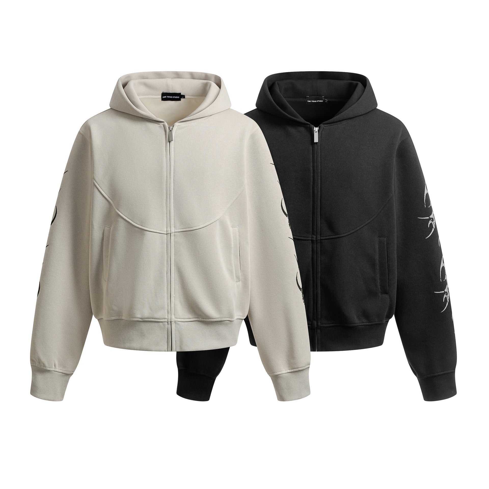 Sudadera extragrande con capucha y cremallera y estampado tribal — Conjunto urbano