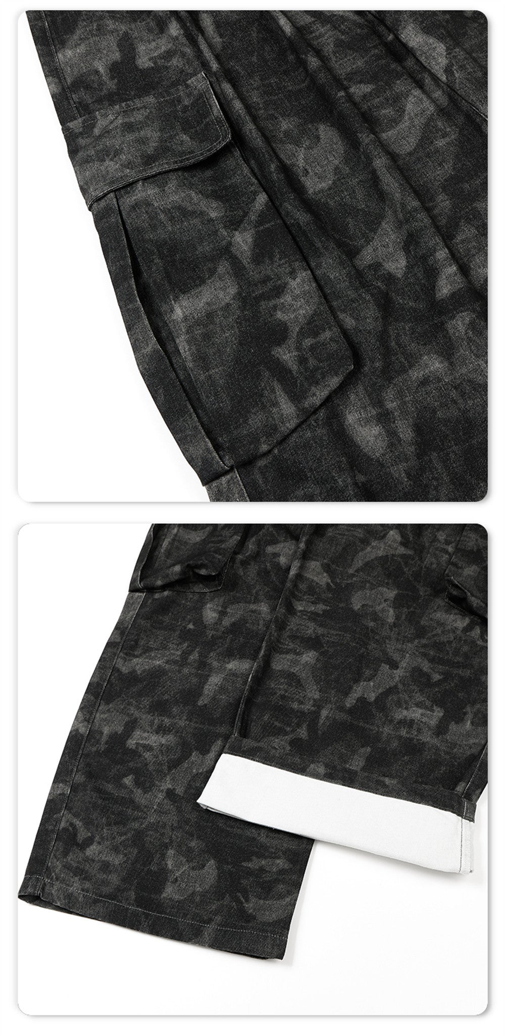Pantalon cargo camouflage homme – Coupe baggy wide leg tie-dye à poches multiples