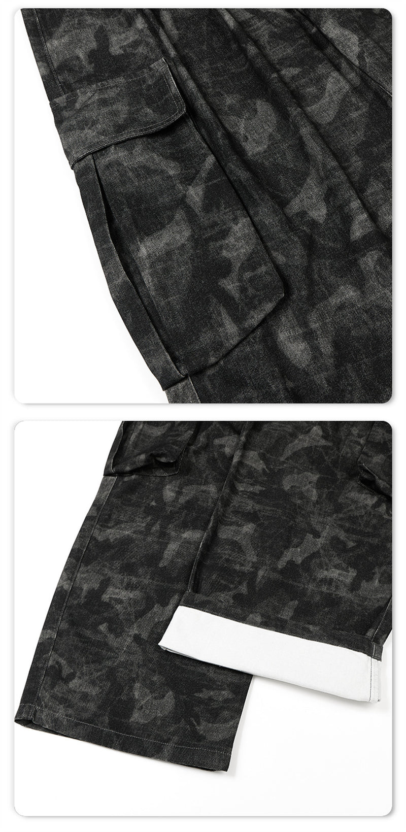 Pantalon cargo camouflage homme – Coupe baggy wide leg tie-dye à poches multiples