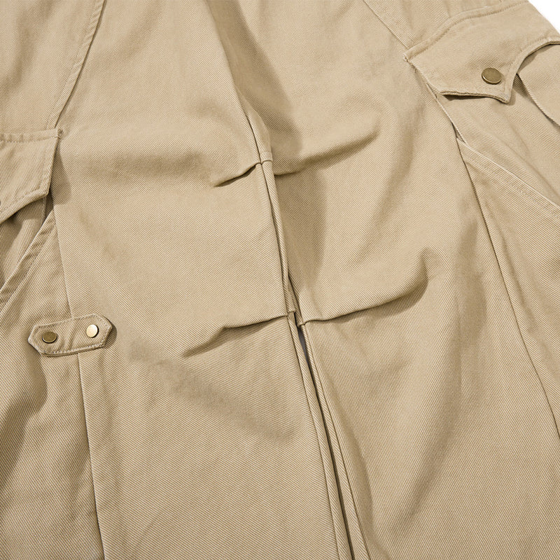 Wide-Leg Cargo Pants with Multi-Pocket Deconstructed Design