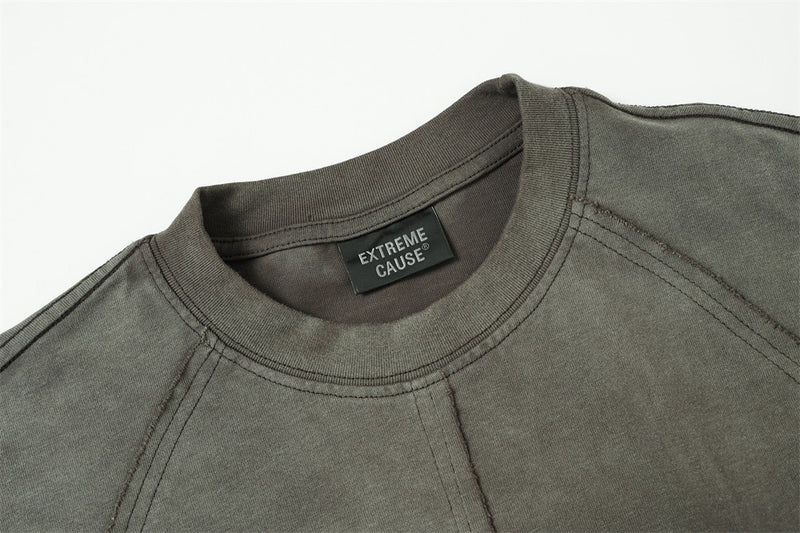 Top homme à manches longues délavé et déconstruit, à cordons de serrage – Chemise streetwear punk