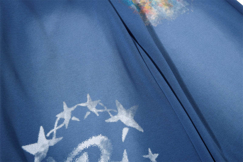 Wide-Leg Sweatpants with Colorful Graffiti Print and Star Logo