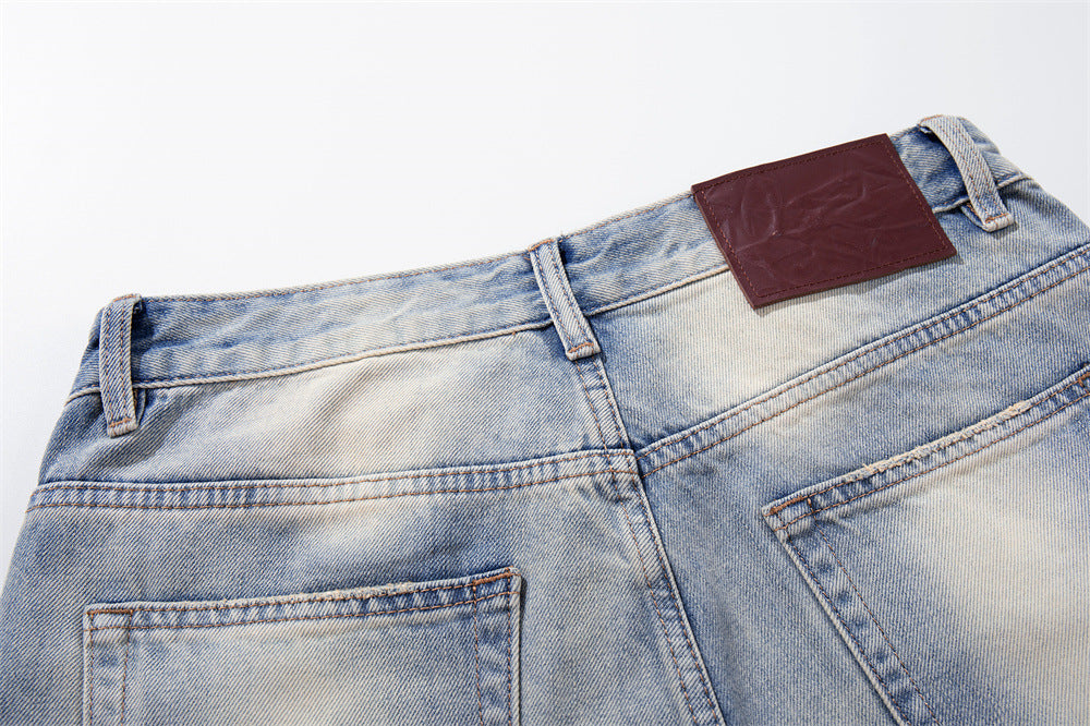Graffiti Embroidered Wide-Leg Jeans – Punk Distressed Vintage Denim