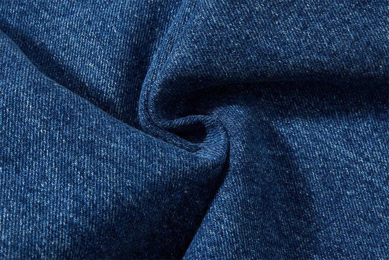 Baggy-Jeans mit weitem Bein – Knopfleiste, gewaschenes Dunkelblau, gerader High-Street-Schnitt