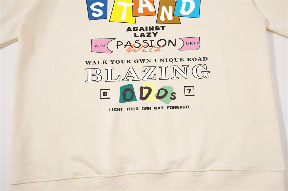 Oversized Graphic Print Crew Neck Sweatshirt – Stand Blazing Odds Design
