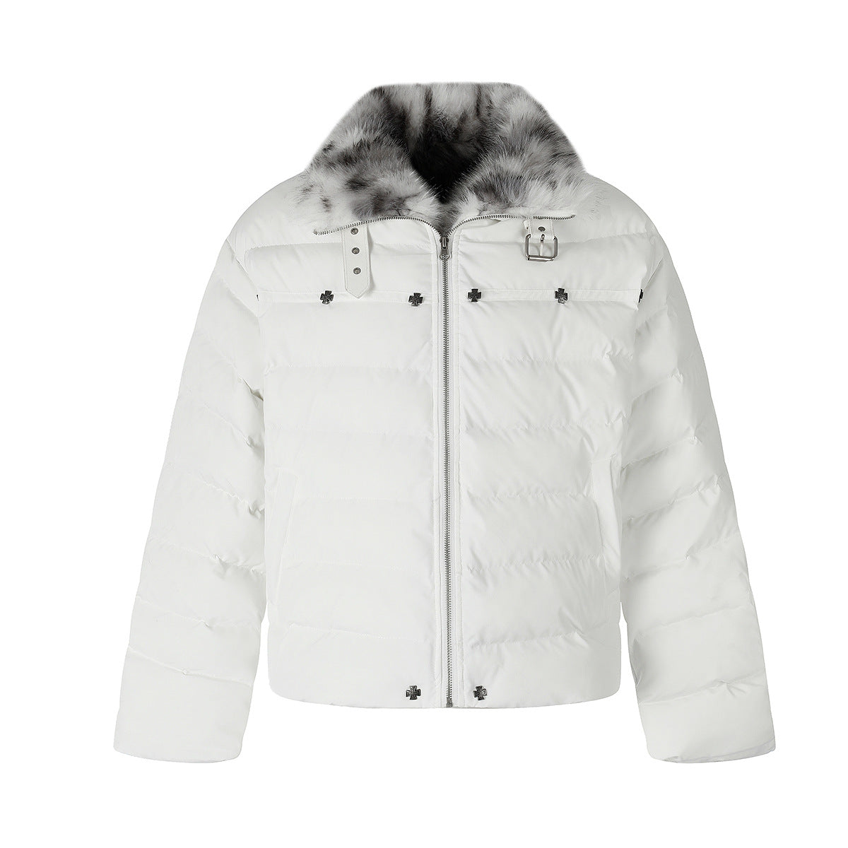 Cropped Puffer Jacket with Hood & Fur Collar – Cross Hardware, American Street