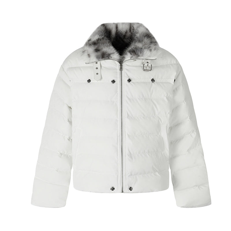 Cropped Puffer Jacket with Hood & Fur Collar – Cross Hardware, American Street