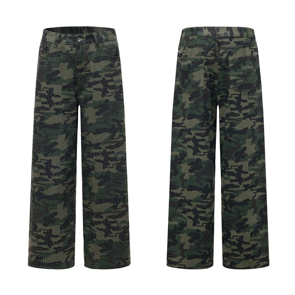Camo-Hose mit weitem Bein und durchgehendem Strassdetail