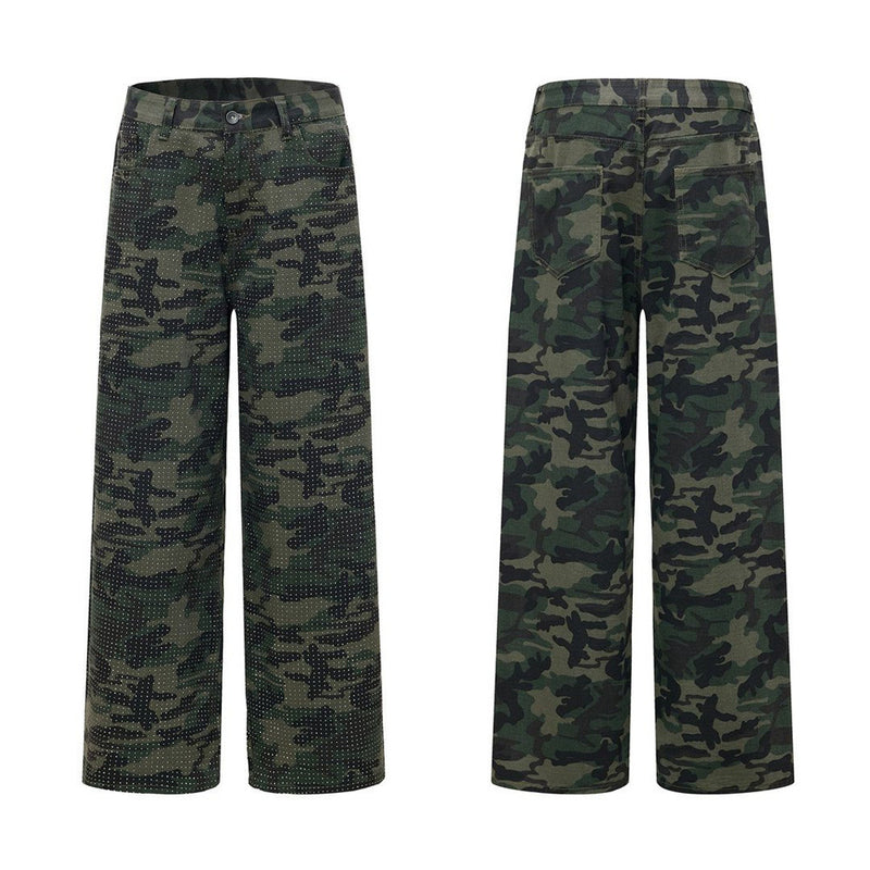 Camo-Hose mit weitem Bein und durchgehendem Strassdetail