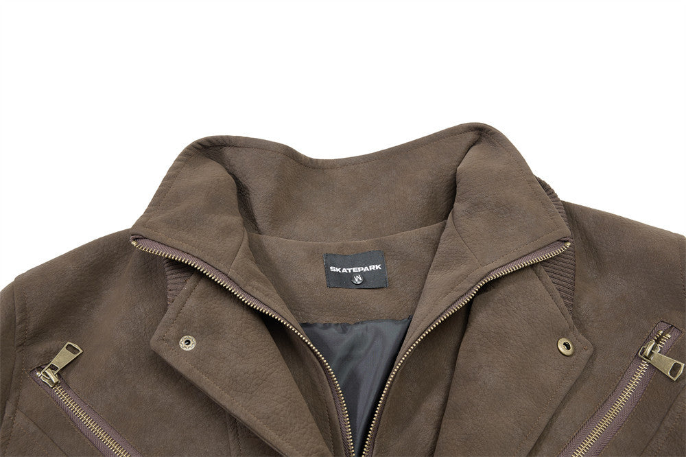 Vintage Leather Bomber Jacket – Men's Oversized PU Leather Baseball Jacket with
