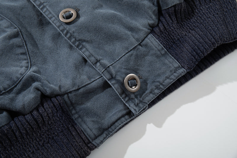 Men's Vintage Washed Bomber Jacket – Padded American Flight Jacket in Blue