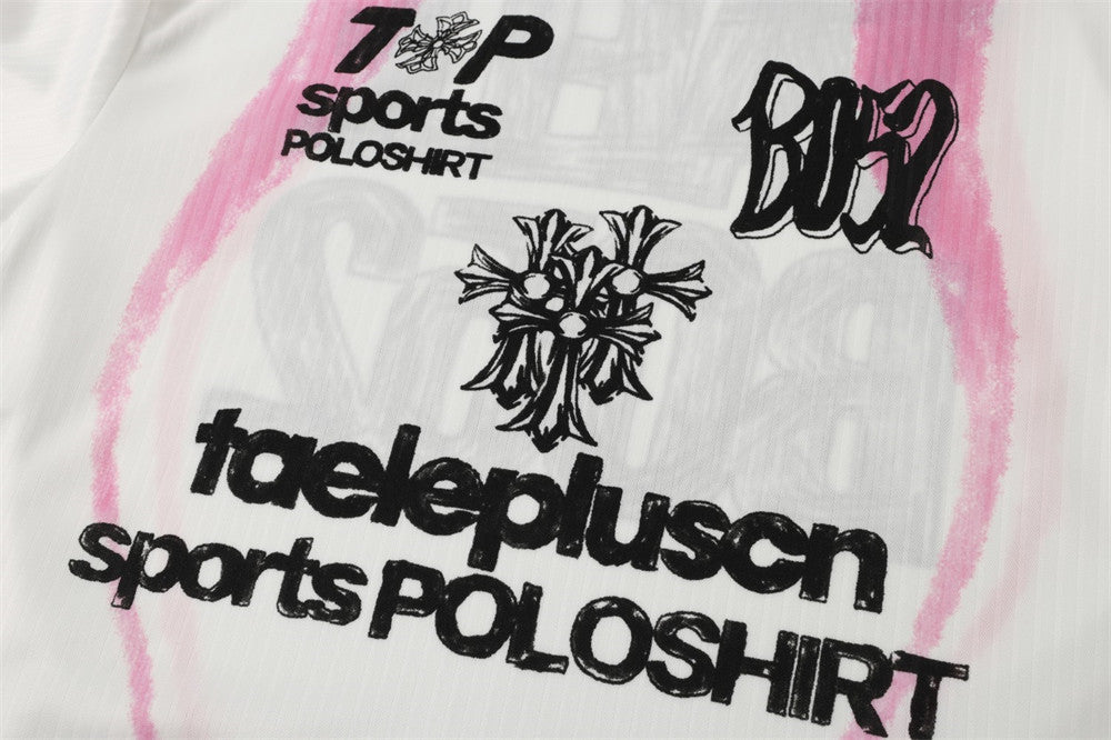 Graffiti Print Long Sleeve T-Shirt – Oversized Streetwear Sports Tee