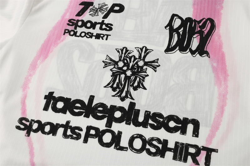 Graffiti Print Long Sleeve T-Shirt – Oversized Streetwear Sports Tee