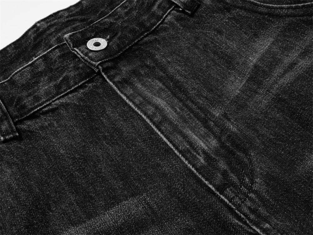 Baggy Black Jeans Men – Wide Leg Vintage Washed Straight Denim Pants