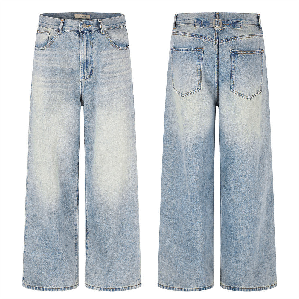Wide-Leg Jeans – American Vintage Washed Light Blue Baggy Straight Denim