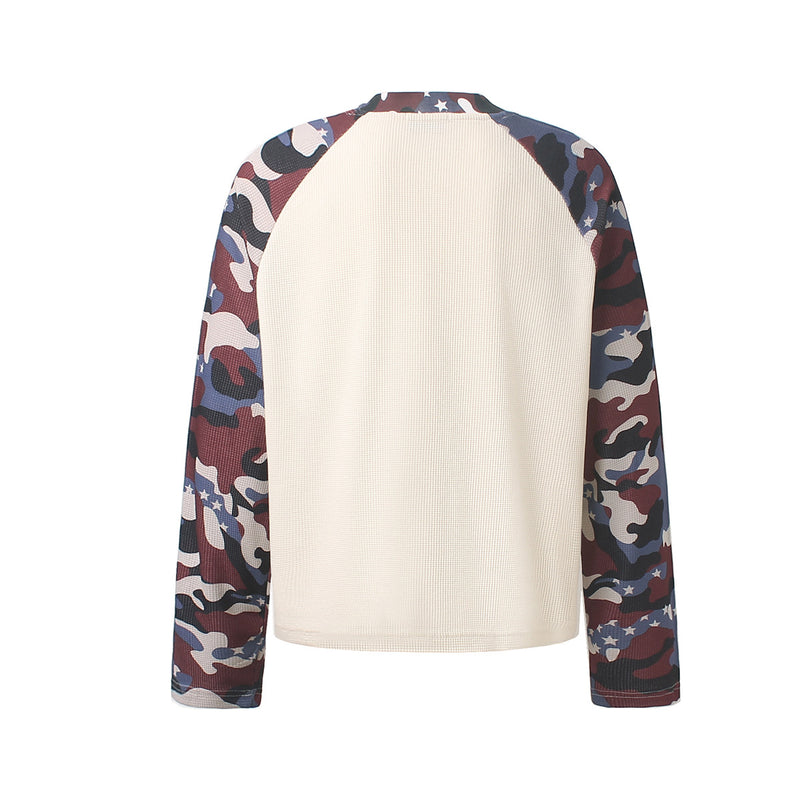 T-shirt raglan gaufré camouflage à manches longues – Motif New York 1997