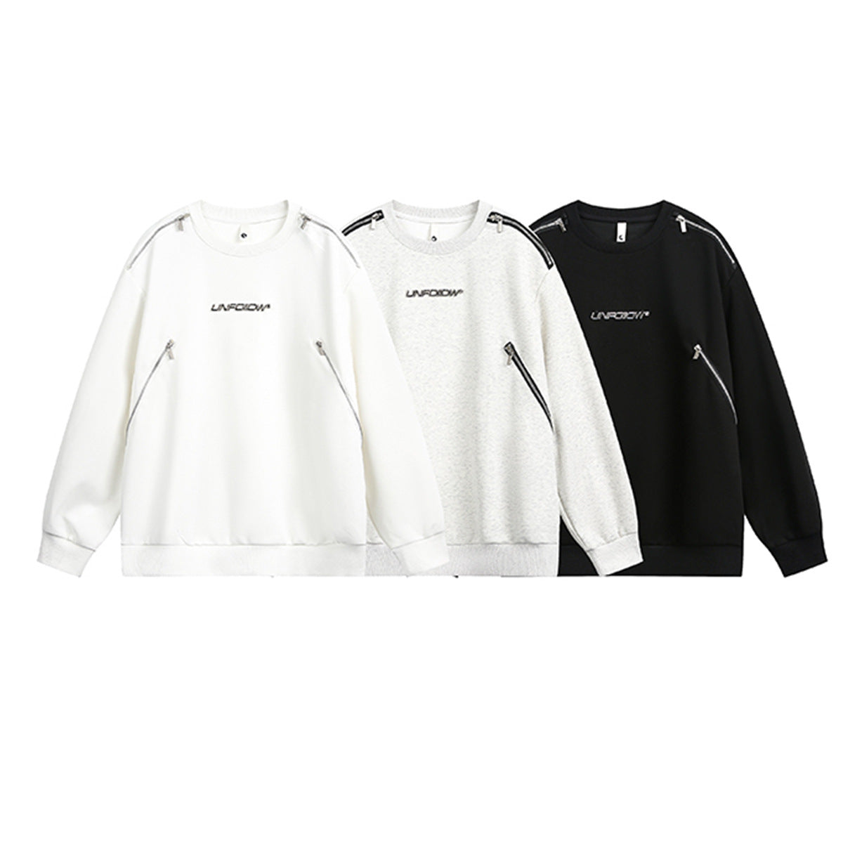 Sweat col rond inspiré du style moto avec détail zippé