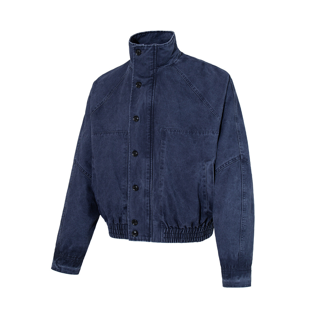 Blouson bomber vintage workwear délavé – Veste Harrington courte à col montant