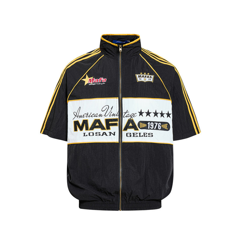 Mafa Racing Zip-Up Short Sleeve Track Jacket – Streetwear Colorblock Sport Top