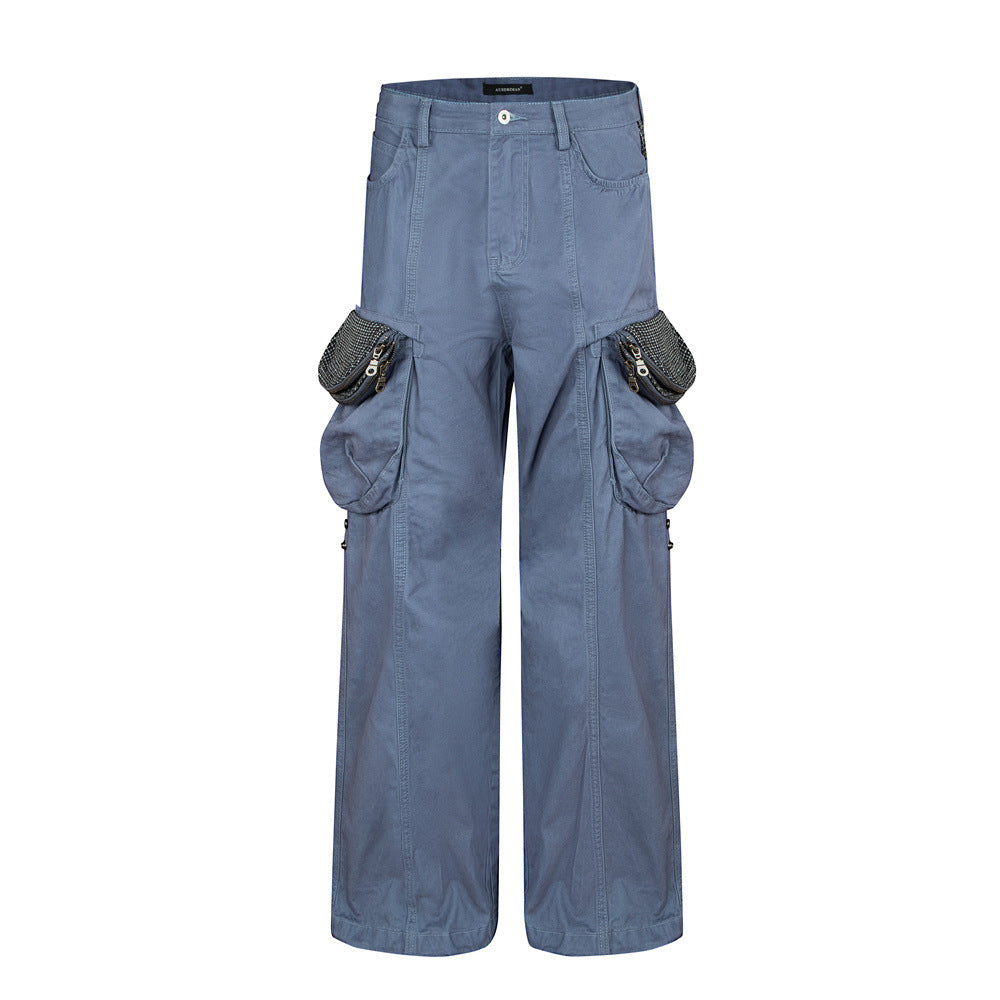 Men's Wide-Leg Cargo Pants with Multi-Pocket Utility Design