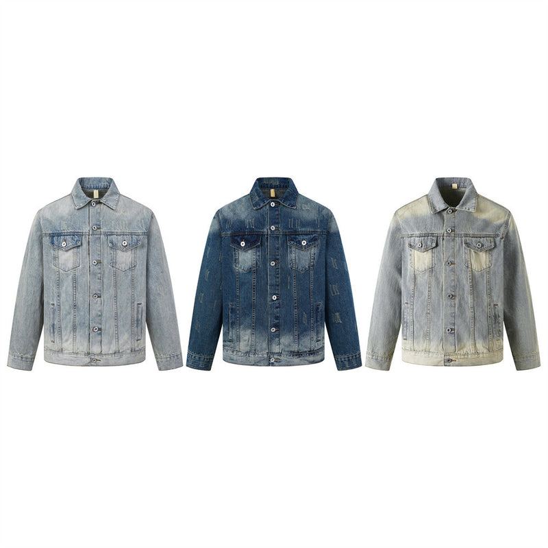 Veste en jean homme délavée et usée – Style street vintage punk