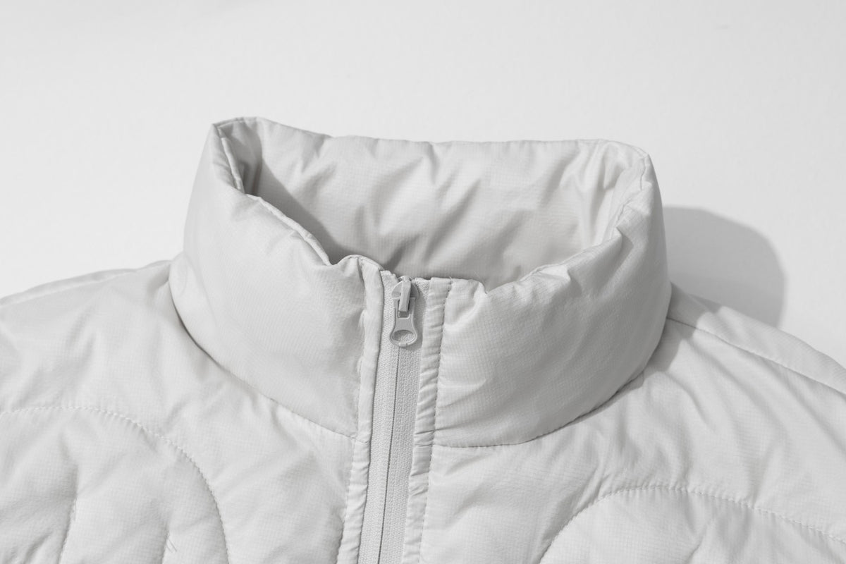 Men's Quilted Down Jacket Stand Collar Full-Zip Puffer Coat