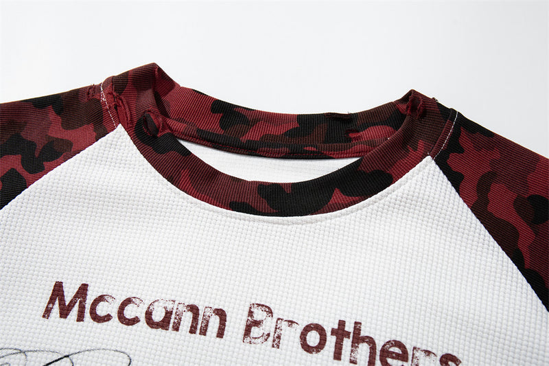 Men's Camo Raglan Long Sleeve Shirt – Graphic Star & Knight Print