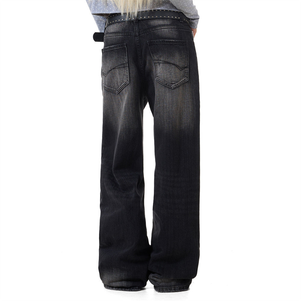 Wide-Leg Baggy Jeans – Vintage Washed Straight-Cut Denim