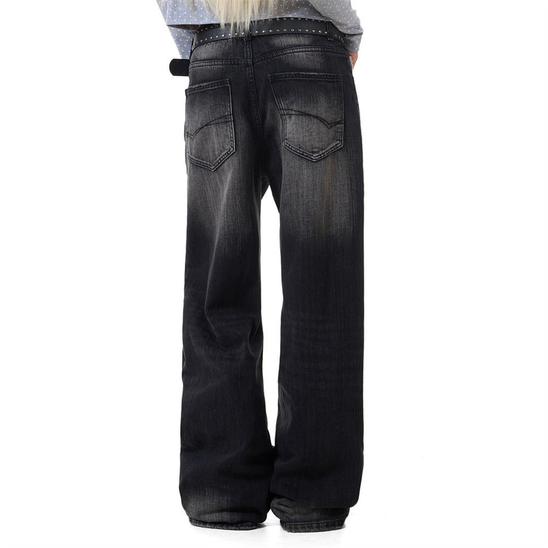 Wide-Leg Baggy Jeans – Vintage Washed Straight-Cut Denim