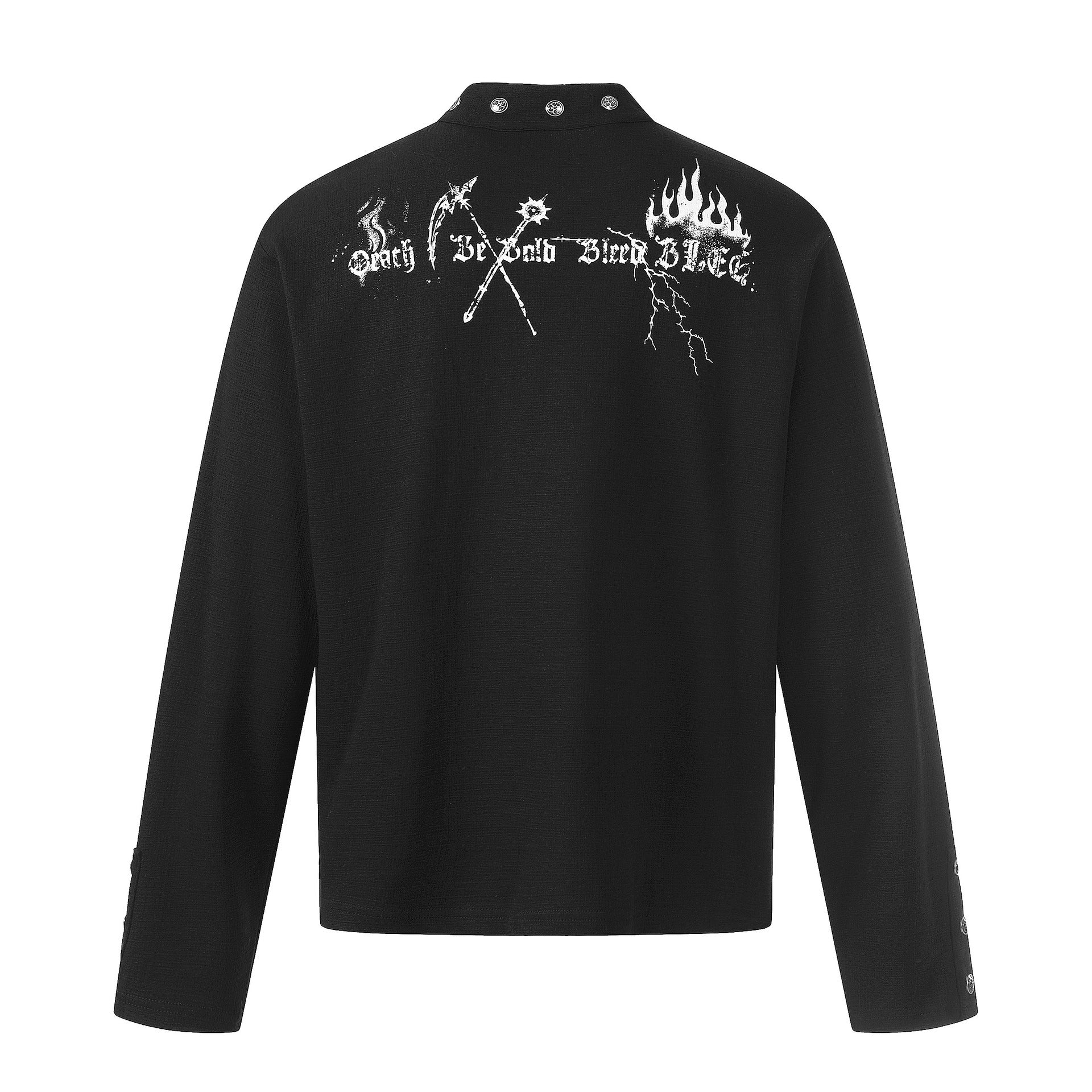 Chemise gothique à manches longues avec motif Faucheur et col officier clouté