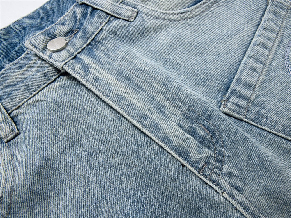 Baggy Denim Jeans Men – Rhinestone Scatter & Dragon Embroidery Wide-Leg Straight