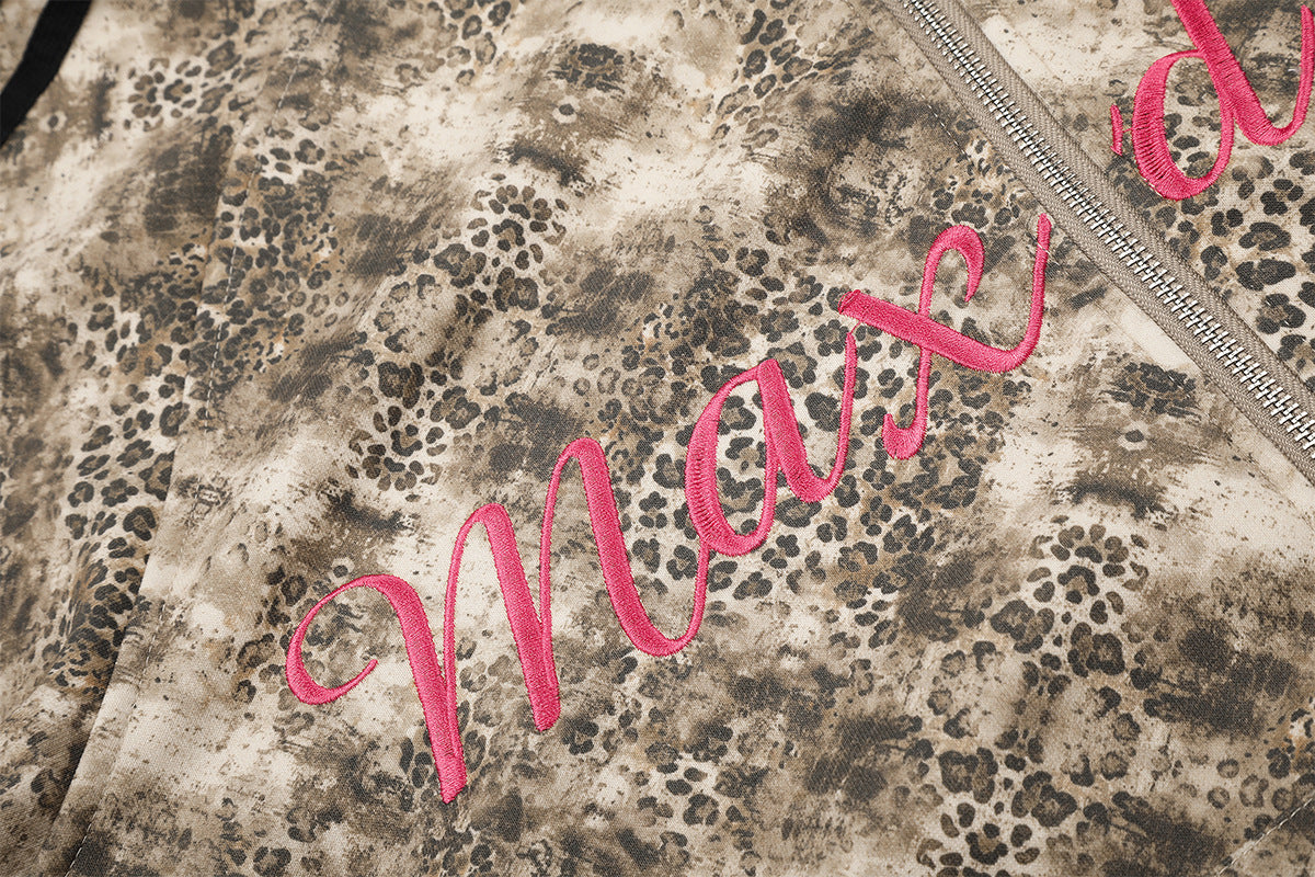 Hoodie mit Reißverschluss, Leopardenprint und Drei-Streifen-Detail